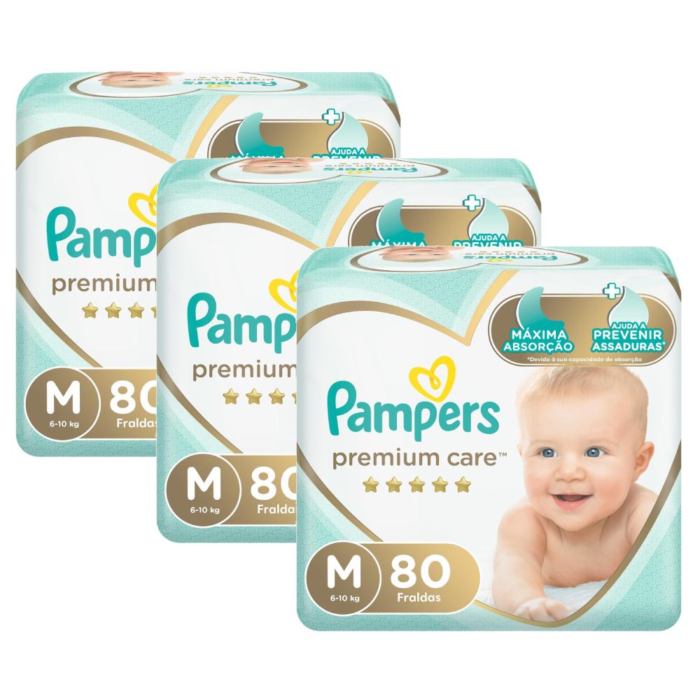 Kit Fralda Pampers Premium Care Nova Jumbo Tamanho M 240 Unidades em Oferta na Shopee
