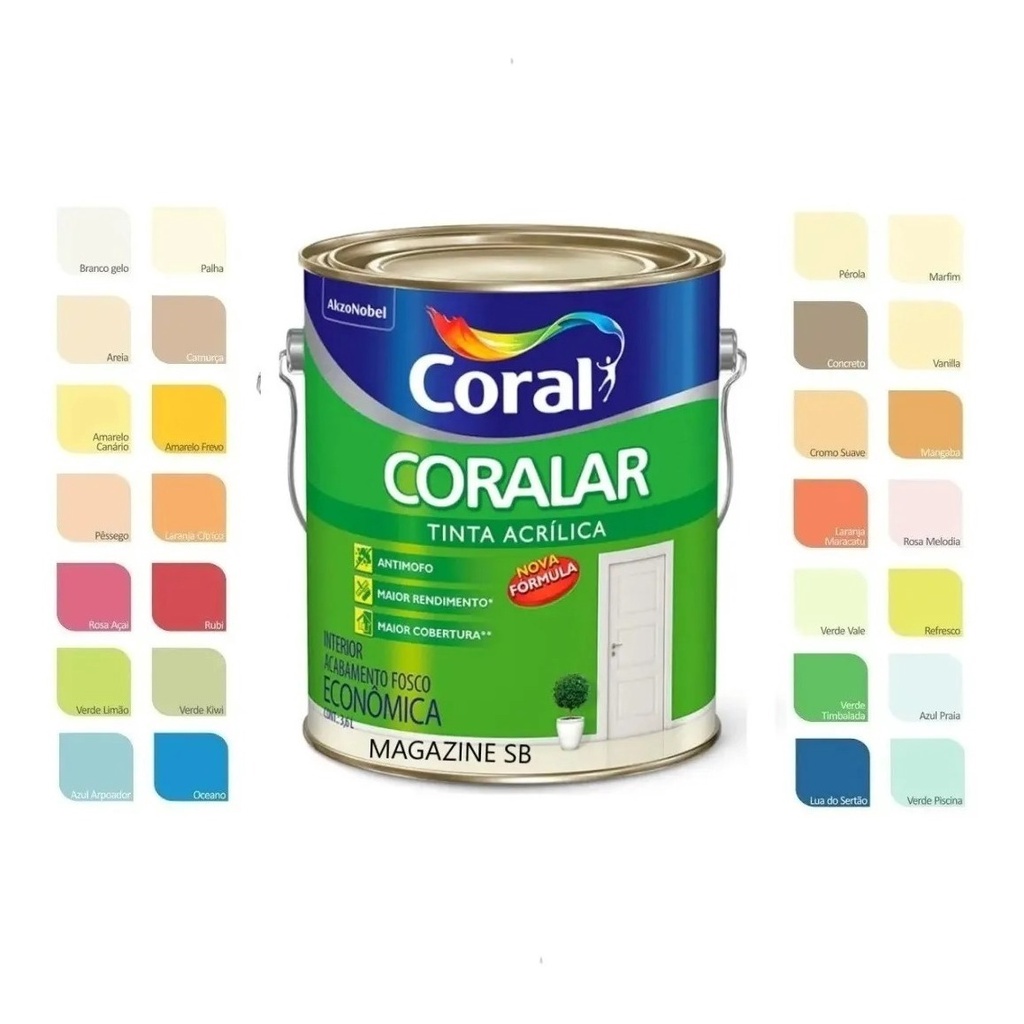 Tinta Coralar Anti Mofo Acrica Parede 3,6 Litros Escolha A Cor Interno e externo