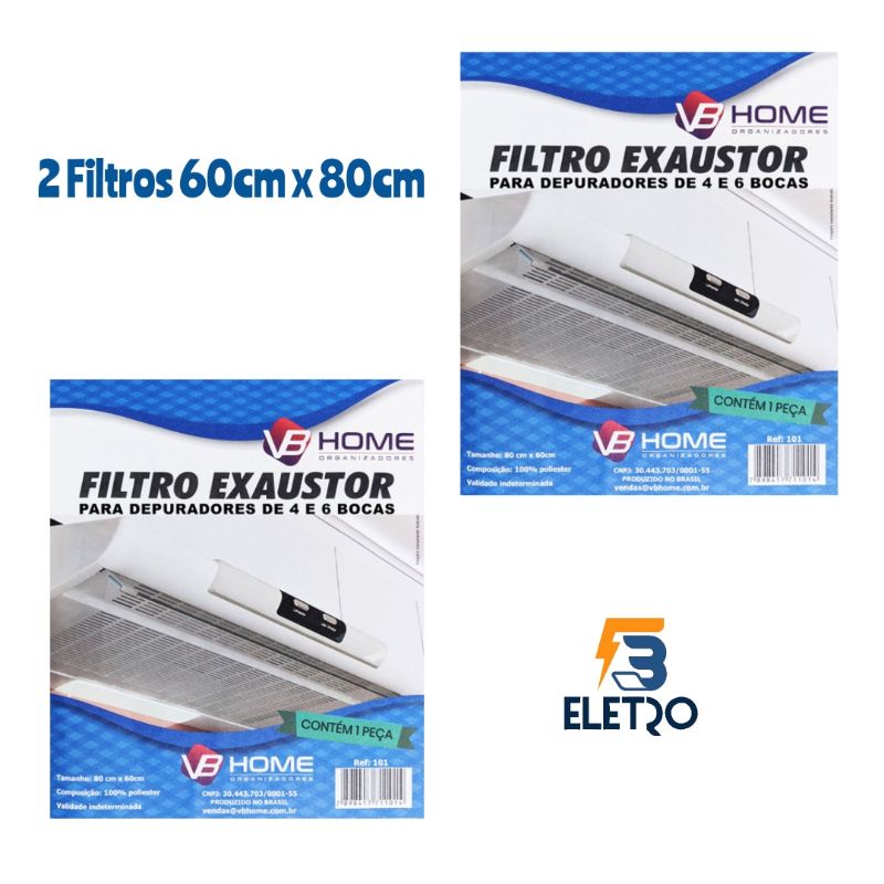 Kit Filtro Manta 2 Peças para Depurador de Ar 60cm por 80cm na Branca ( Compatível para 6 Bocas )