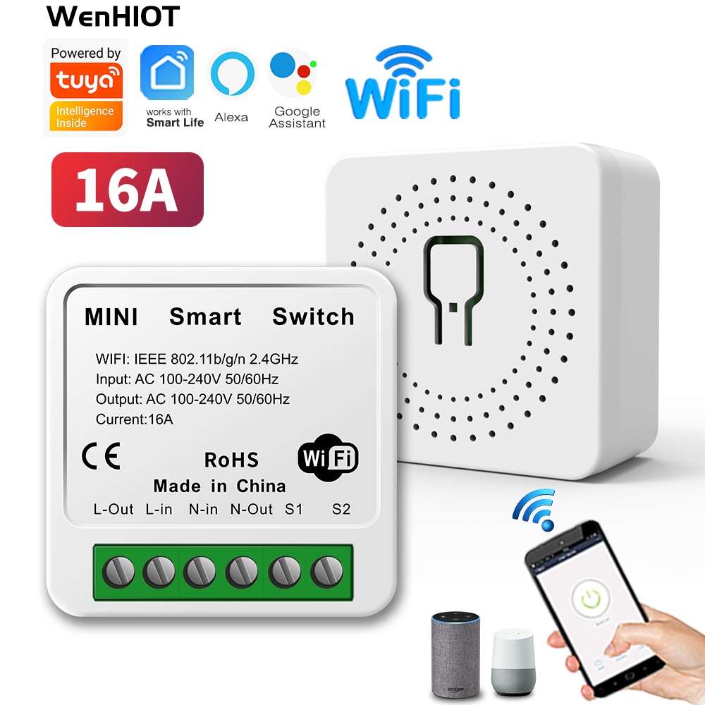 Interruptor WiFi 16A, Smart Life APP Control Mini módulo de relé