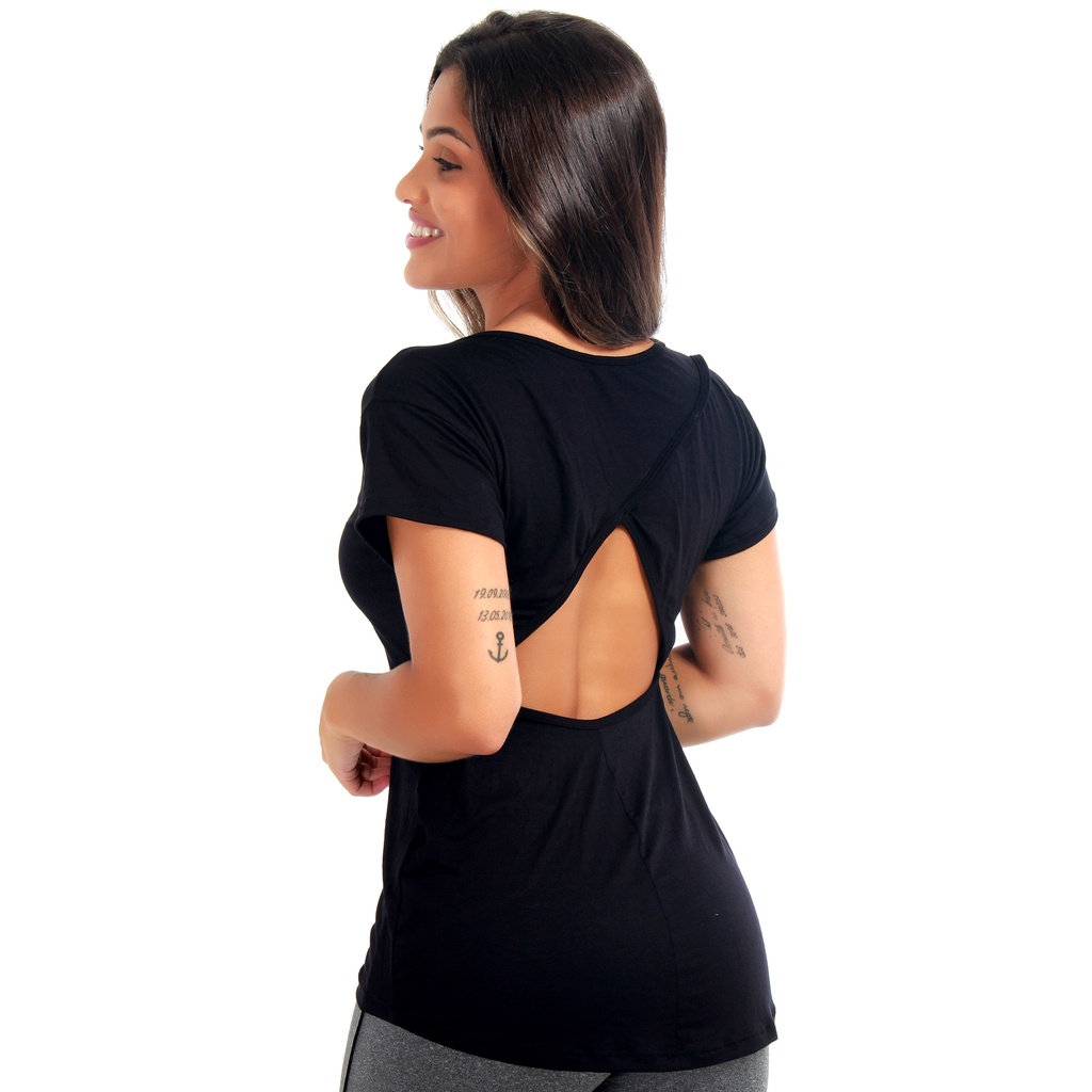 Blusa Fitness Detalhe Vazado 10739 em Oferta na Shopee