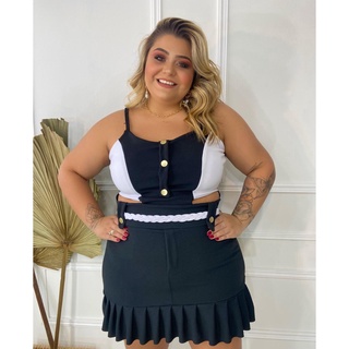Macaquinho Feminino Plus size Justo com elastano