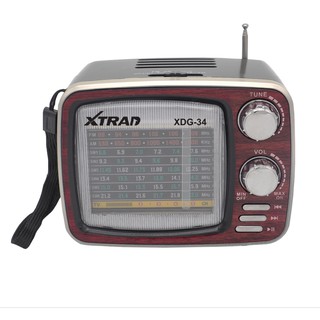 Rádio Am Fm Bluetooth Retro Vintage Tv Usb Radinho Recarregável Caixa de som XDG-34 XTRAD
