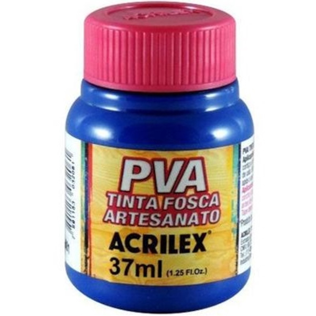 Tinta PVA Fosca Azul Turquesa 37ml Acrilex - Tinta para madeira, cortiça, Isopor, Papel, Palha e PET