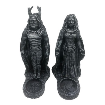 Kit  Castiçal Casal Deus E Deusa  Wicca Wiccaa Resina 18cm