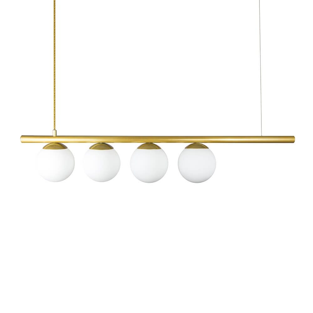 Lustre Pendente Figo com 4 Globos Esfera de Vidro - Ouro