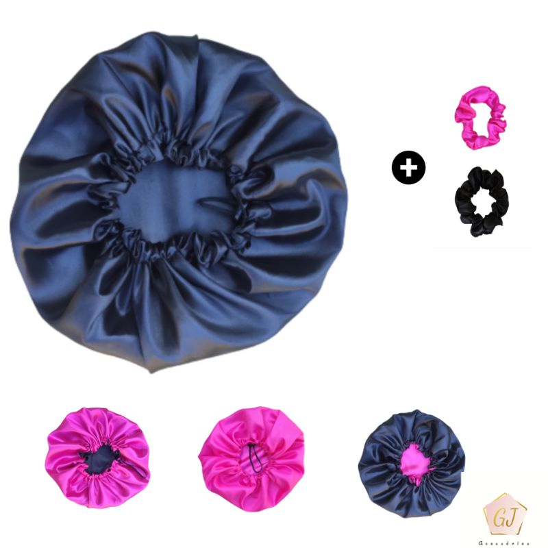 Kit Cetim Toca Ajustável Antifrizz Dupla Camada + 2 Xuxinhas