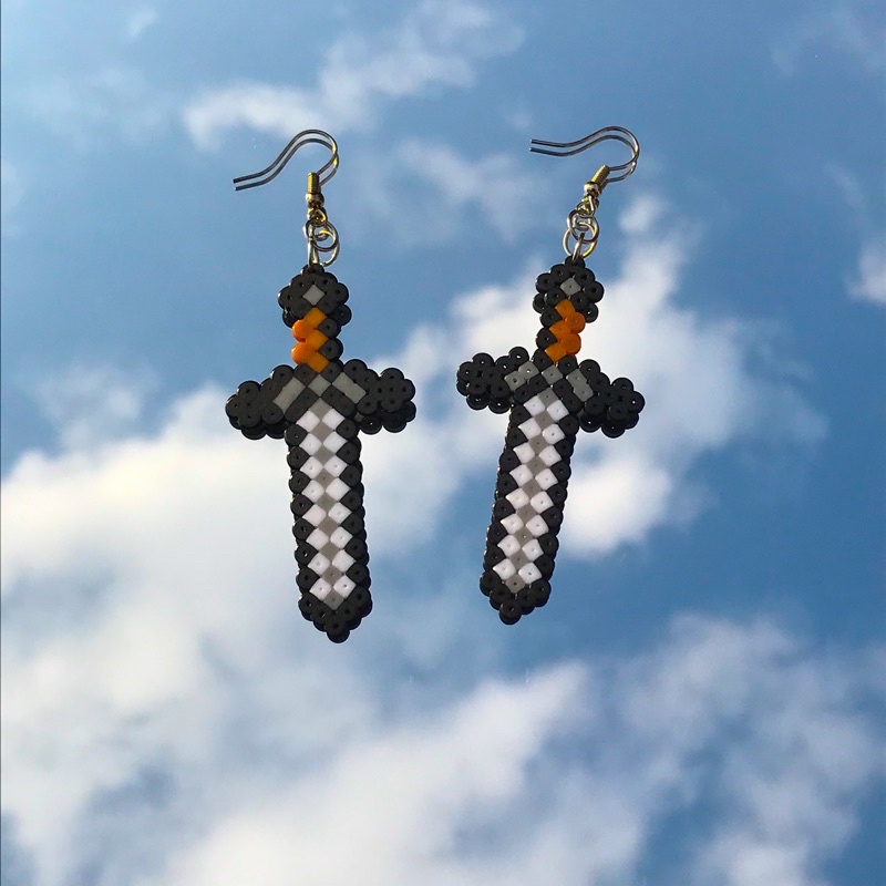 Brincos de hama beads espada do minecraft Shopee Brasil