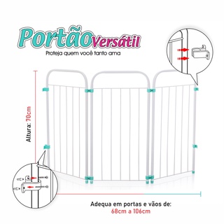 Portão Versátil Grade de 68 a 106cm Cercadinho Pet e Kids