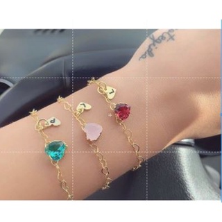 kit 5 Pulseiras madrinha Elos Coração Inicial A Sua Escolha folheado a ouro 18k