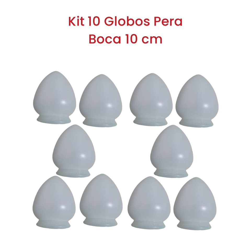 Globo Para Iluminação Tipo Pera Kit 10  Luminária Boca 10cm PVC