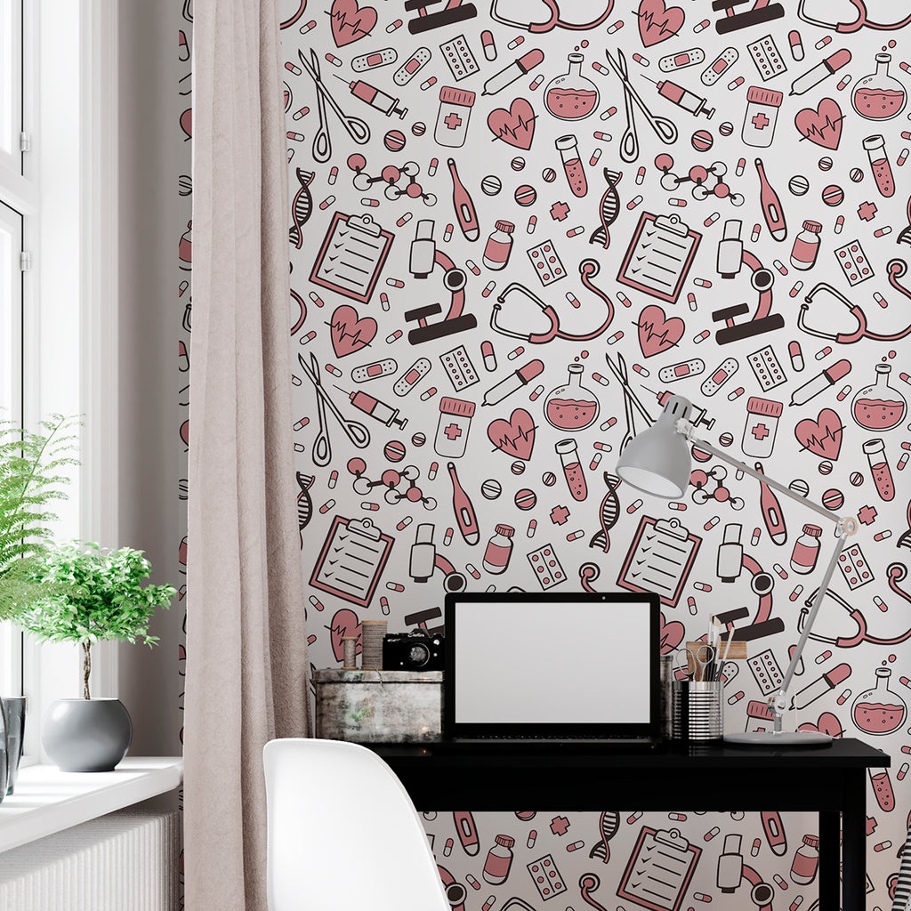 Papel de Parede Adesivo Casual Consultório Médico Hospital Laboratório em Oferta na Shopee