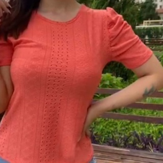 Blusa bufante manga curta lesie feminina