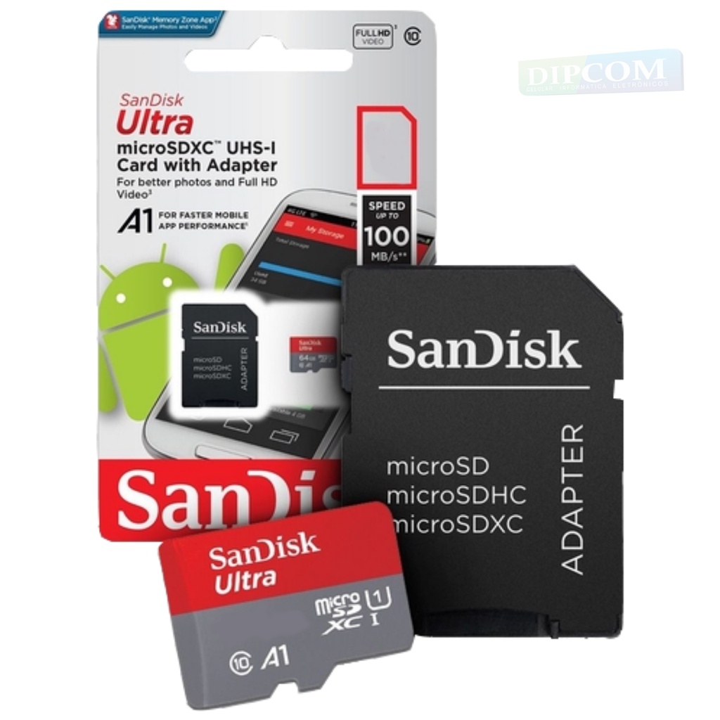 Cartão de Memória Original Sandisk Classe 10° 8g/16g/32g/64g/128g - Micro SD