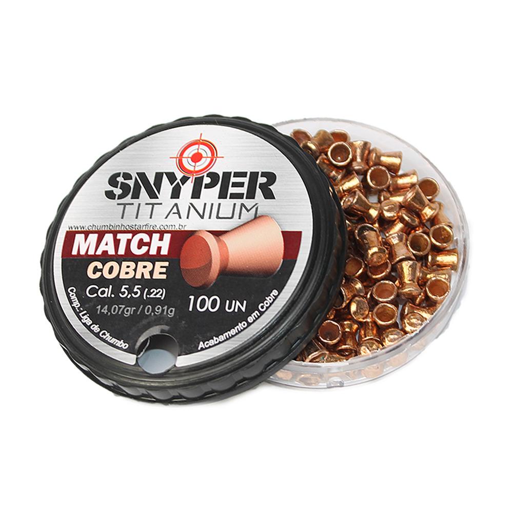 Chumbinho Titanium Match Cobre 5.5mm 100 Unidades - Snyper em Oferta na Shopee