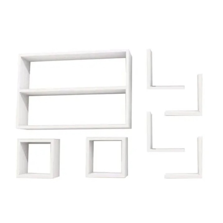 Jogo De Nichos Prateleira Mdf Branco Para Objetos Decorativos Organizador Quarto De Bebe Sala Escritorio Kelan