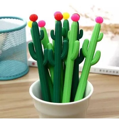Caneta Em Gel Fofa Cacto Cute Bolinha Colorida - Papelaria Criativa