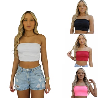 Top Faixa Tomara que Caia com Bojo Suplex Reto Feminino Blusa Blusinha