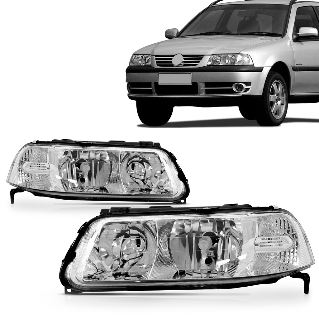 Farol Gol Parati Saveiro G3 1999 2000 2001 2002 2003 2004 2005 Foco Duplo Cromado em Oferta na Shopee