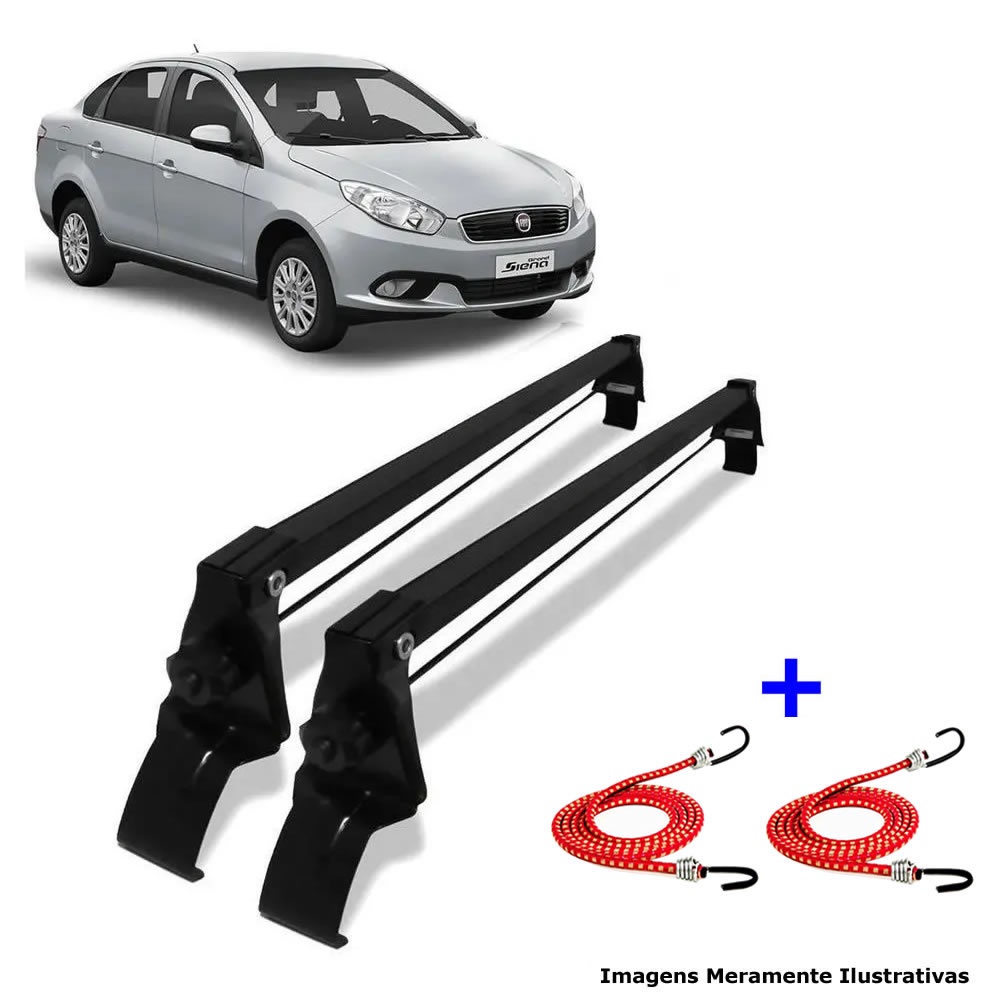 Rack De Teto Fiat Grand Siena 2013 A 2019 + 2 Elástico Carga em Oferta na Shopee