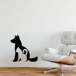 Adesivo Decorativo Parede Animal Gato E Cachorro
