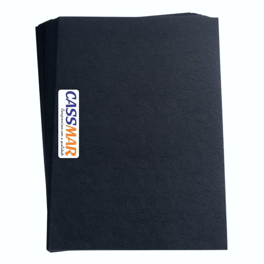 Capa Para Encadernação A4 Preto Couro 50un