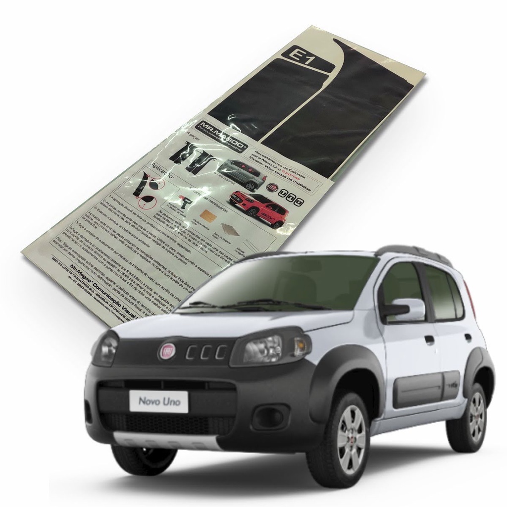 Kit Adesivo Colunas Novo Uno Vivace Way 4 Portas Protetoras Acessórios para Carro MRMAGOO