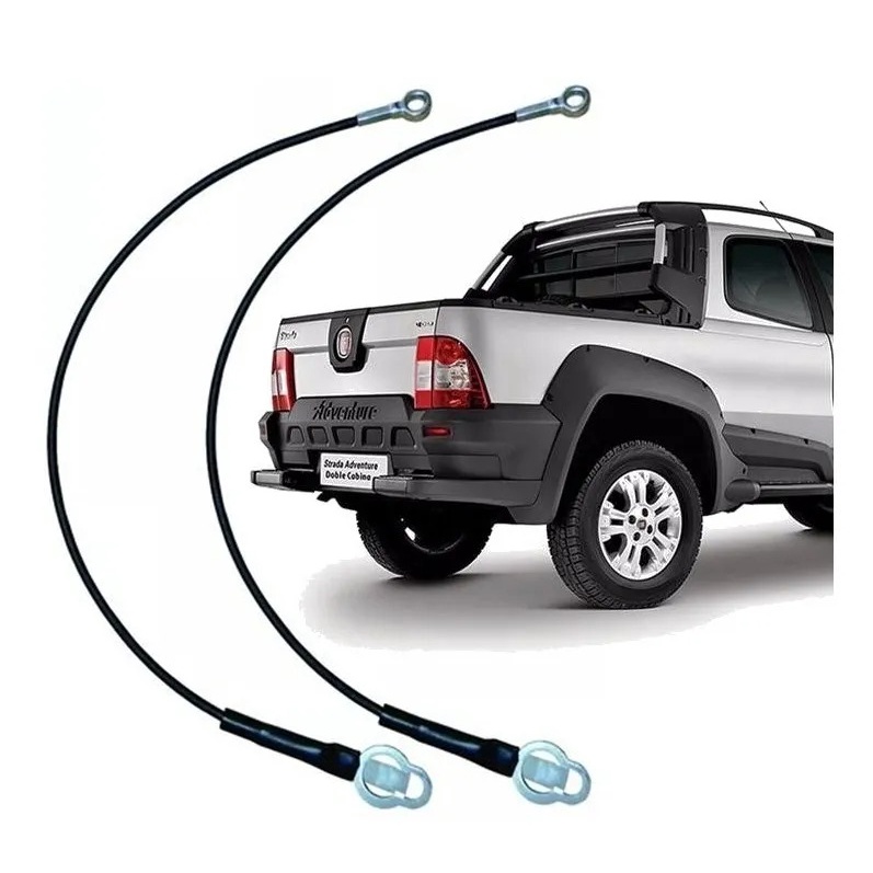 Par Cabo De Aço Tampa Traseira Fiat Strada Giv 2009 Até 2013