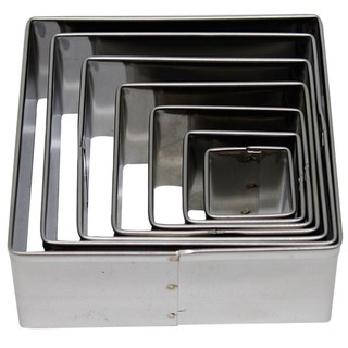 Jogo Cortador Quadrado Liso 7pçs Inox P/ Massas E Biscoitos