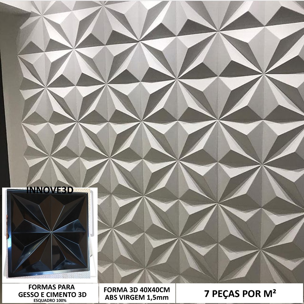Forma 3d Gesso Cristais 40X40cm ABS Virgem Molde Para Gesso/Cimento 3d