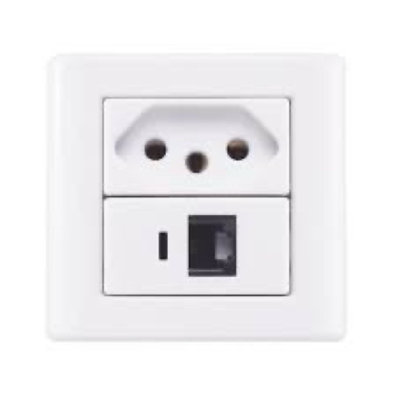caixa sobrepor c/ tomada 10A ou 20A + conector Rj45 cat5e lizflex Tramontina ( sistema X ) R7