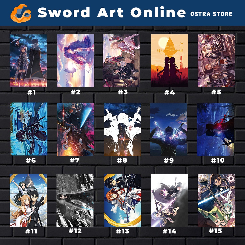 Sword Art Online 01 a 15 - otaku - Placa decorativa MDF - 14x20 - Quadro parede & decoração - Presente - Manga - Anime - SAO