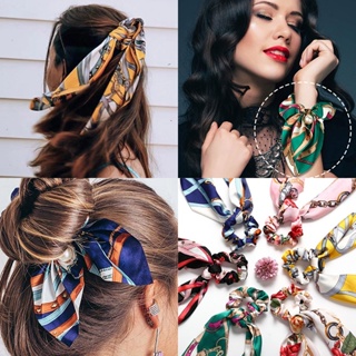 Scrunchie Xuxinha Elástico De Cabelo Com / Laço / Lenço De Cabelo / Rabicó De Cabelo em Oferta na Shopee