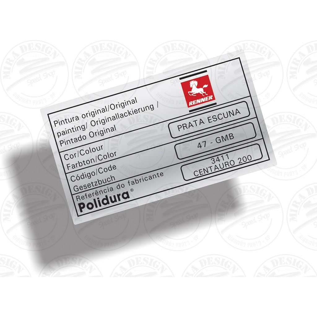 Adesivo Código Cor PRATA ESCUNA Chevrolet Renner