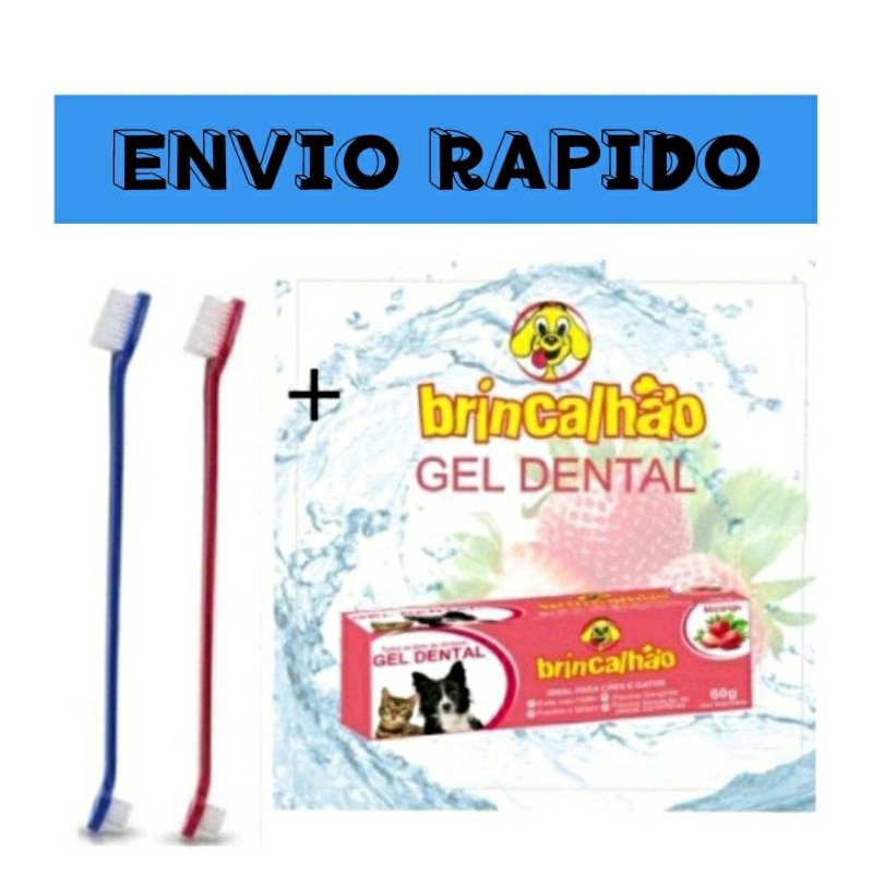 Kit 1 Pasta De Dente Gel Dental Brincalhao Sabor Morango Para Cachorros