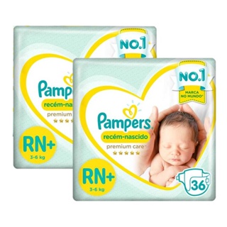 Kit Fralda Pampers Premium Care Recém Nascido Plus com 72 unidades - 3 à 6 Kg em Oferta na Shopee