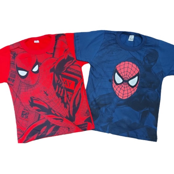 KIT 5 Camisas Manga curta Infantil Personagens Super Herois Meninos Camisa verão Homem Aranha Hulk Batman Sonic Naruto