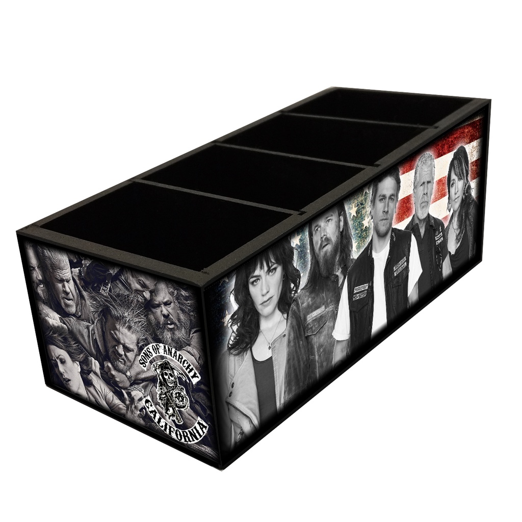 Porta Controles Remotos - Sons Of Anarchy - Em Madeira MDF - Com 4 Espaços - Seriado