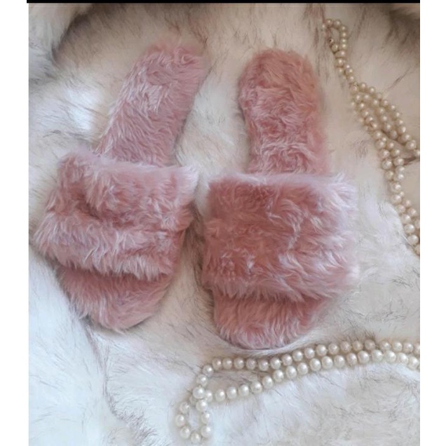 Pantufas Rasteiras Flat Pelucia Peludo Macio Feminina Confortavel Slide Com Sola Noiva  Saida Maternidade - Opçao