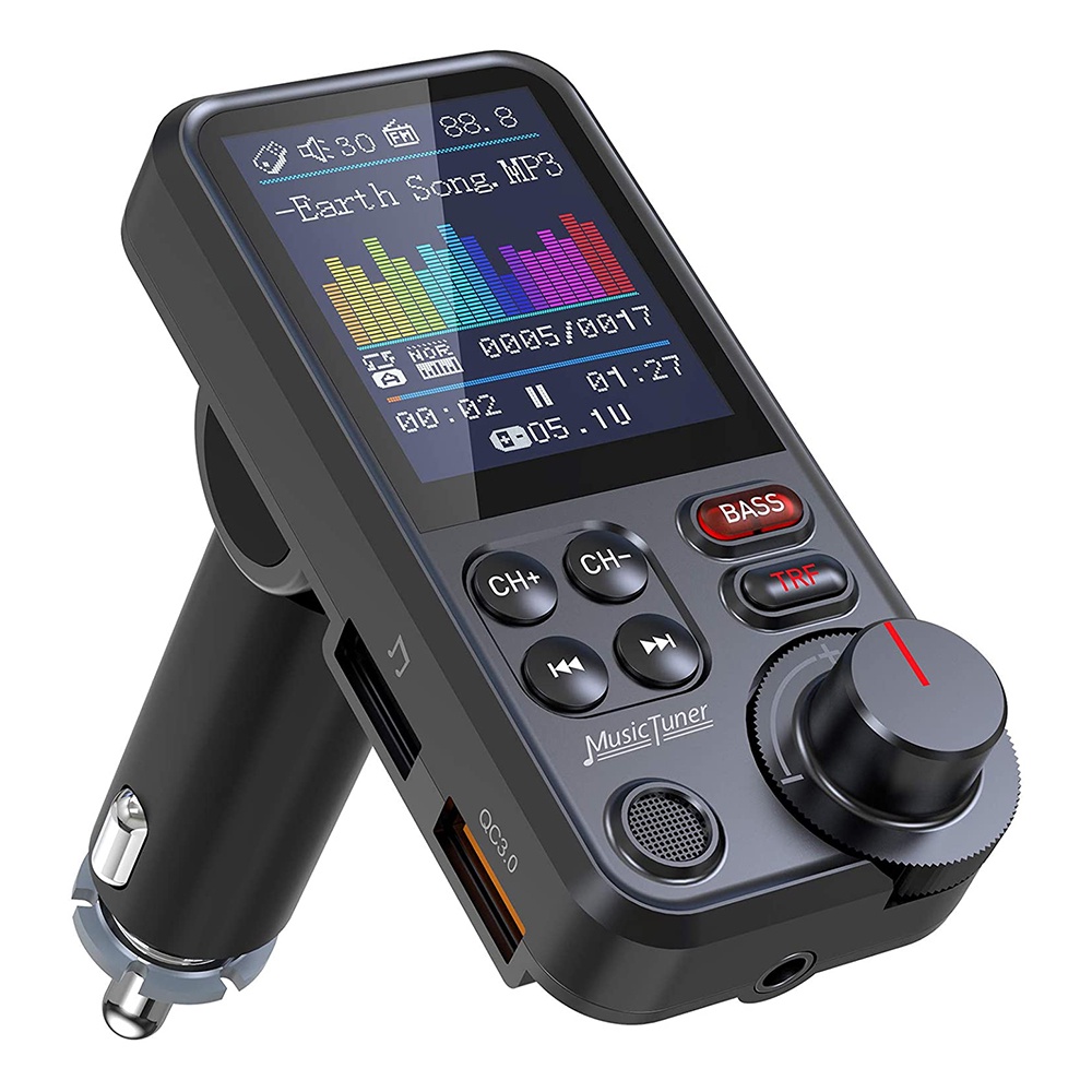 1.8 Polegada Carro Do Bluetooth Sem Fio Transmissor FM Music Player Suporte Aux QC3.0 Carga Agudos Baixo Som Carregador De Rápido
