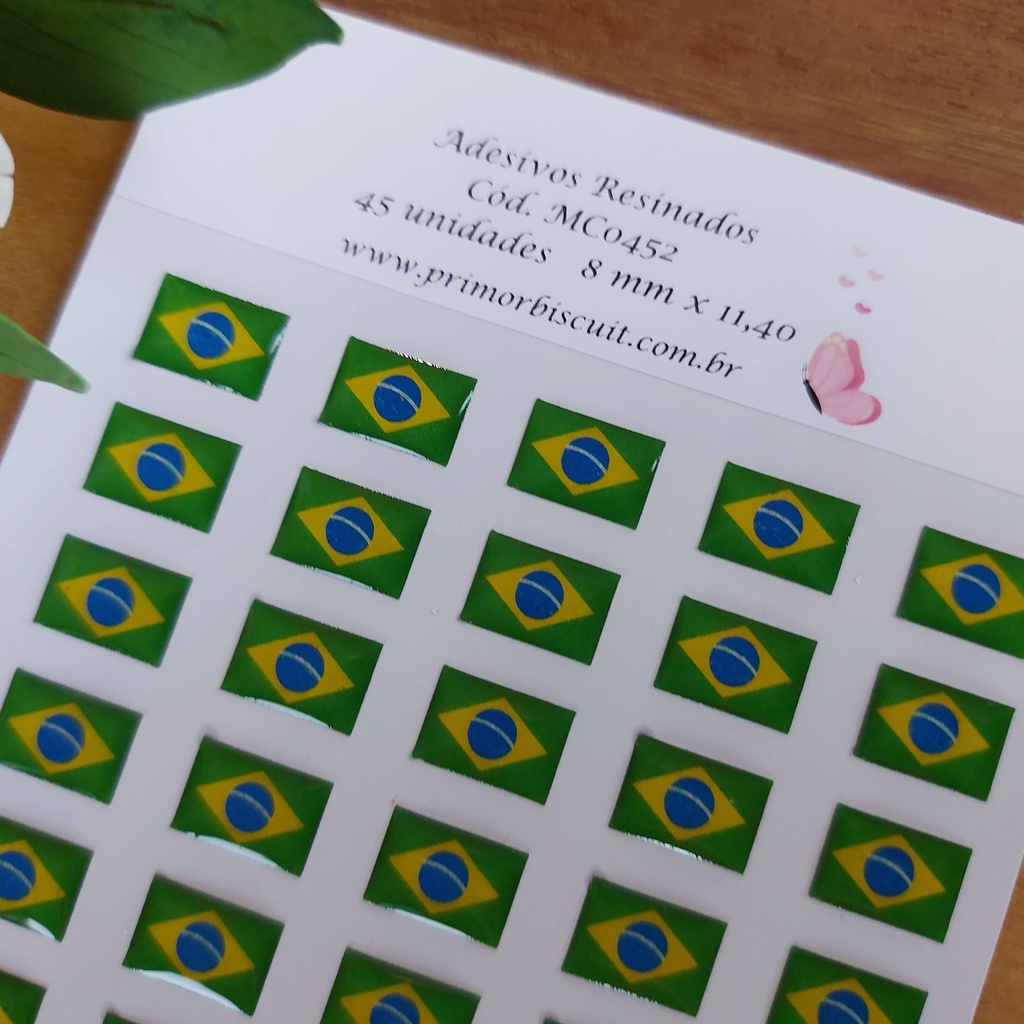 Adesivos Resinados MC0452 - Bandeira de Brasil - Retângulo 8mm x 11,40mm em Oferta na Shopee