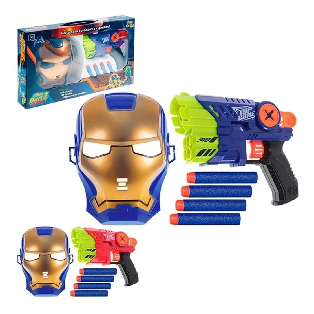 Super Lança Dardos Com Mascara E 4 Dardos Dartz