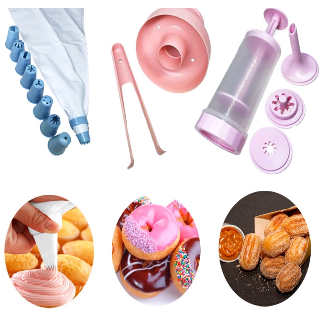 Kit Confeiteiro Churros Donuts Saco Pvc+ 5 Bicos