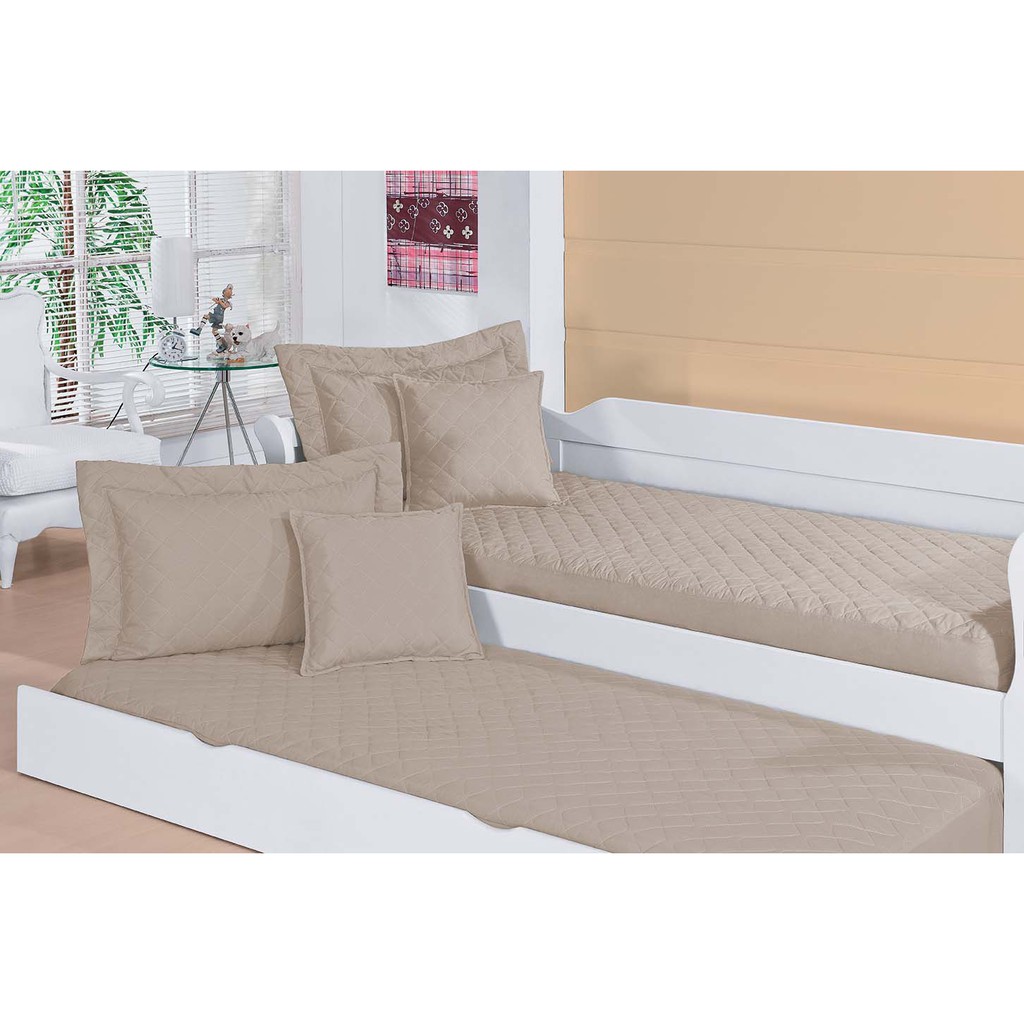Colcha Solteiro Pratic Para Bicama Tecido Liso Matelado Com Elástico
