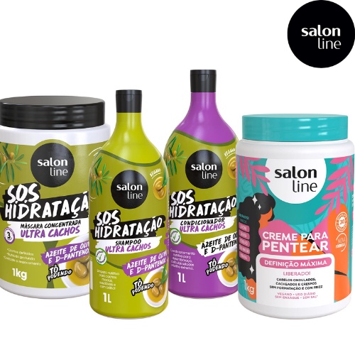 Salon Line Ultra Cachos Shampoo Condicionador Mascara Creme De Pentear Definicao Maxima Liberado 4x1000ml 4pecas Shopee Brasil