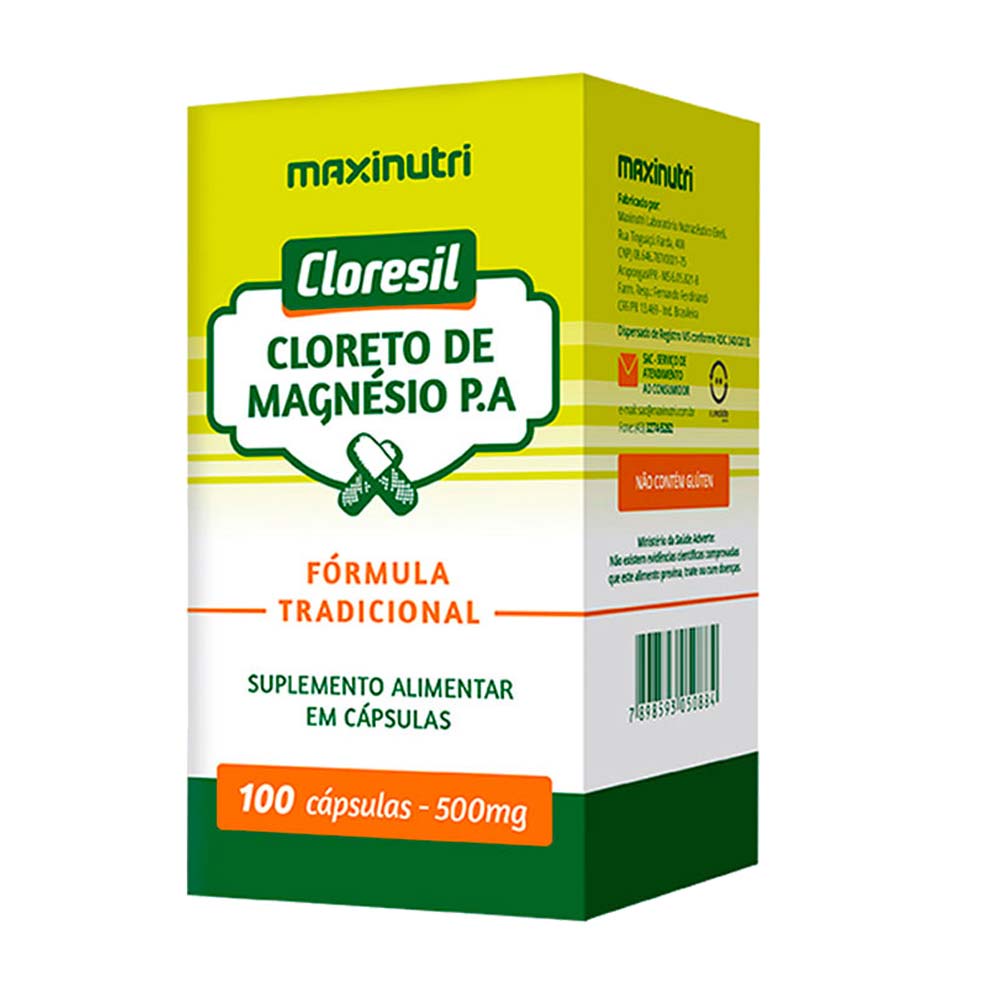 Cloresil Cloreto Magnésio P.A 500mg 100 Capsulas Maxinutri