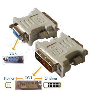 Adaptador Dvi 24+5 Pinos Macho Para Vga 15 Pinos Femea