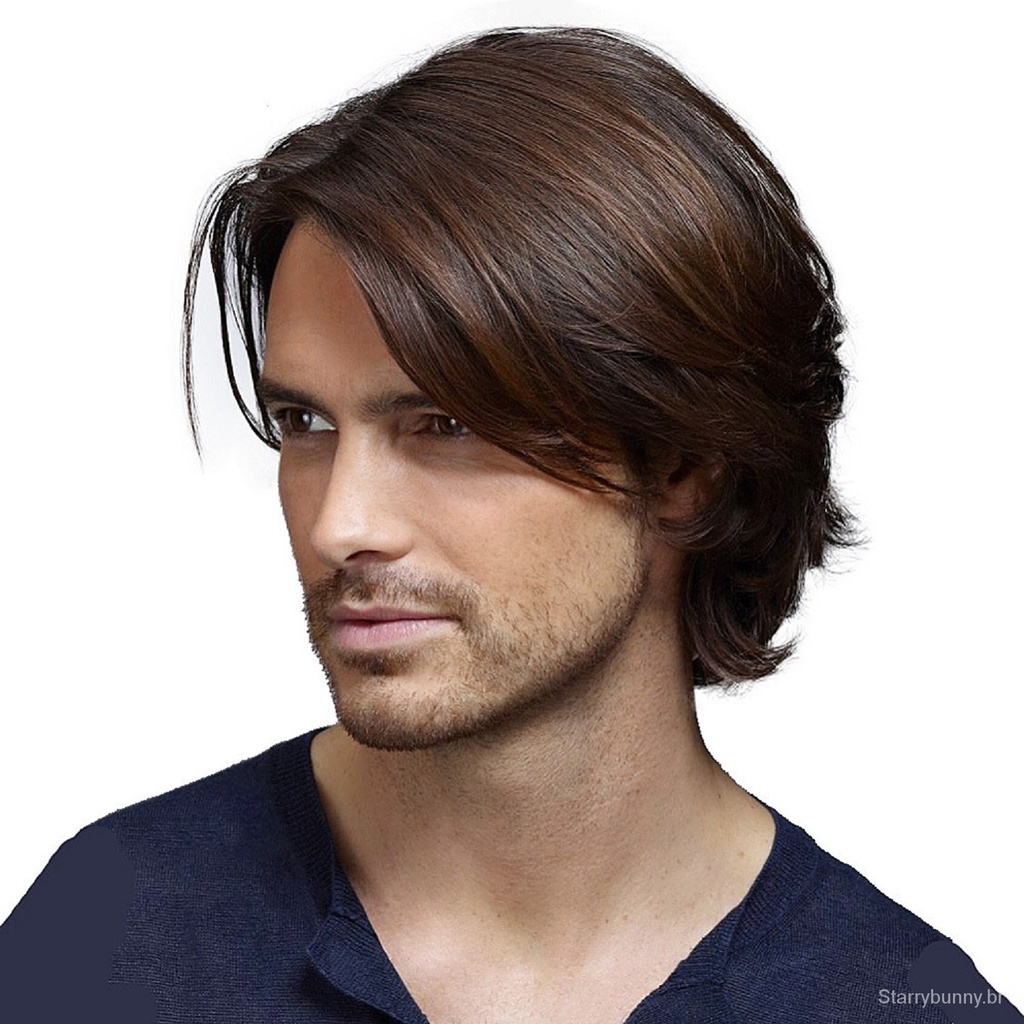 Cabelo curto para homens com peruca de fibra química cabelo masculino