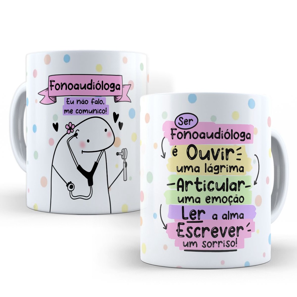 Caneca Personlizada Fonoaudiologa Profissões Flok Fono 325ml de Porcelana Fonoaudiologia