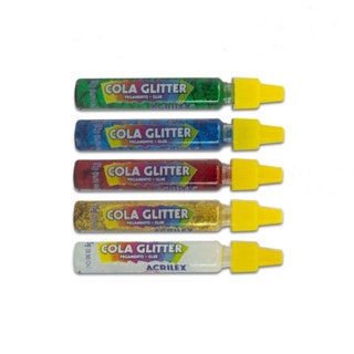 Kit Cola Glitter 15g (Azul Cristal Ouro Verde Vermelho) Lavável - Acrilex | Material Artesanato em Oferta na Shopee